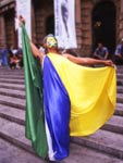 Sao Paolo, comédien devant le théatre